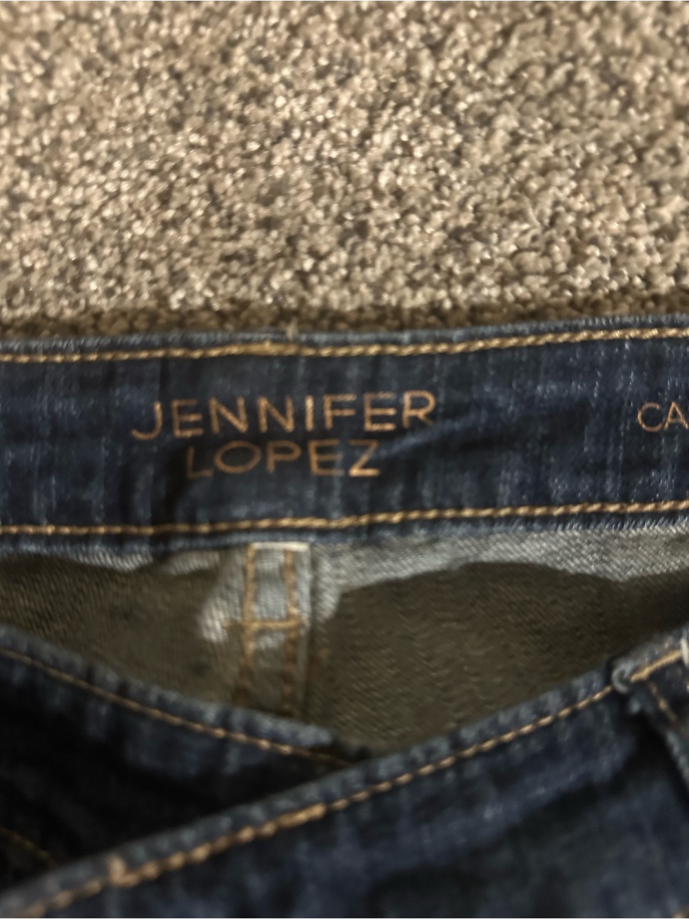 Jennifer Lopez Dark Blue Distressed cropped Boyfriend Jeans - Picture 2 of 3